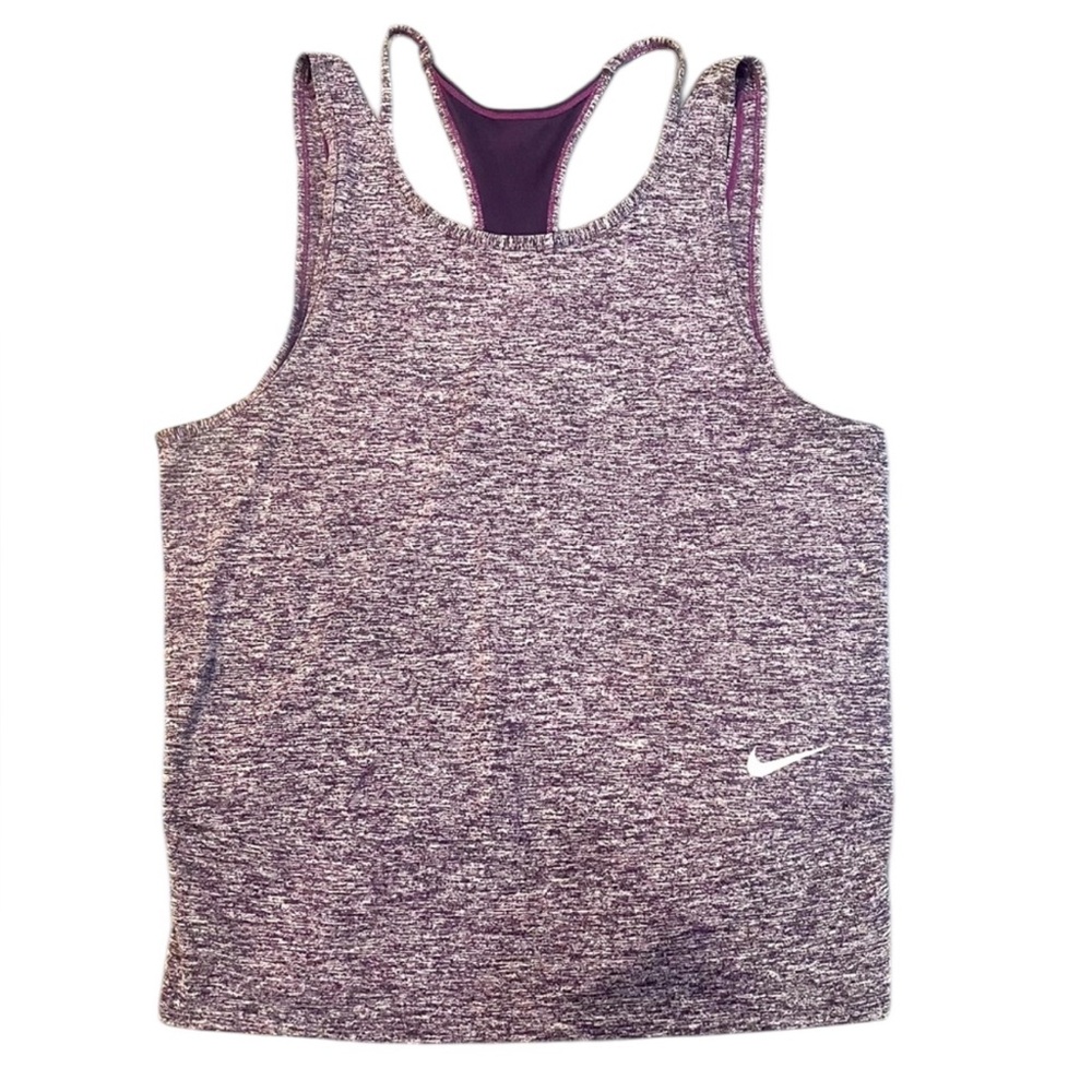 Nike Women’s Heathered Purple Dri-FIT Mesh Racerback Tank – Size Med